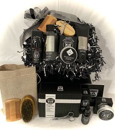 Natural Beard Kit & More is the ultimate gift for Father's Day, Grandpa, Fiance, Hubby, and more! This handsomely put together gift includes 100% Natural Fragrance-Free Beard Balm, Beard Oil, Scissors, Beard Brush, Beard Comb, Bath & Body Men's Collection Noir 2 in 1 hair and body wash, Bath & Body Men's Collection Noir Ultra Shea body cream, and so much more! Surprise Boyfriend Gifts, Men Gift Basket, Natural Beard, Beard Care Kit, Gift Baskets For Men, Beard Comb, Beard Kit, Beard Brush, Hair Gift