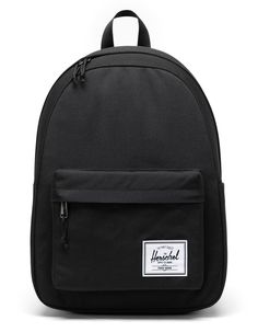 Herschel Supply Co. Classic Backpack. This Classic Backpack Has Got You Covered With A 13/14" Laptop Sleeve And A Side Water Bottle Pocket. Signature Striped Lining In The Main Compartment. Front Pocket To Carry Some Of Your Smaller Essentials. Branded Patch On Front Pocket. Padded Back. Padded And Adjustable Shoulder Straps. Zippered Closures With Prusik Cord Pulls. Volume: 26l. 17" H X 12.5" W X 6.5" D. Made With Ecosystem™ Recycled Fabrics. Imported. Black Herschel Backpack, Hershel Backpack, Herschel Backpack, Flannel Sweatshirt, Graphic Trends, Lug Sole Boots, Herschel Supply Co, Mens Trends, Classic Backpack