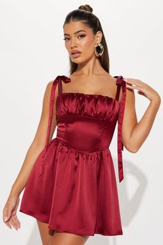 Available In Wine And Navy. Satin Mini Dress Square neckline Sleeveless Adjustable Straps Ruched Corset waist Lace up back Back zipper Length = 32" Self: 96% Polyester 4% Spandex Lining: 100% Polyester Imported | Kiss Goodbye Satin Mini Dress in Wine size XL by Fashion Nova Forever 21 Red Mini Dress For Date Night, Burgundy V-neck Mini Dress For Party, Red Party Mini Dress From Forever 21, V-neck Mini Dress By Forever 21 For Night Out, Kiss Goodbye, Red V-neck Mini Dress By Forever 21, Corset Waist, Satin Mini Dress, Square Neckline