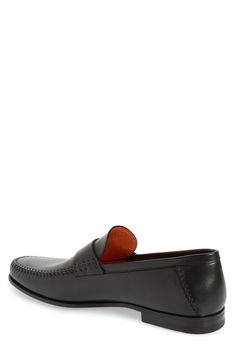 A bold bridge strap pairs with a whipstitched moc toe to bring both refinement and casual versatility to a loafer crafted of soft leather. Leather upper, lining and sole Made in Italy Business Casual Leather Loafers With Moc Toe, Office Wear Moccasins With Moc Toe, Modern Calf Leather Moccasins For Business Casual, Formal Moccasins With Branded Insole And Moc Toe, Formal Moccasins With Moc Toe And Branded Insole, Leather Moc Toe Loafers For Semi-formal Occasions, Semi-formal Moc Toe Calf Leather Moccasins, Formal Moc Toe Moccasins With Leather Lining, Formal Moccasins With Moc Toe And Leather Lining