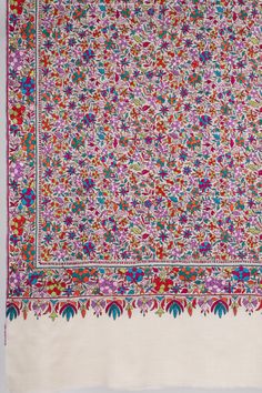 100% pure Pashmina / Cashmere. (Authentic, has no mix of Viscose, Silk etc.) Traditional very fine Paper Machie Hand Embroidery Needle Work of Kashmir. Embroidery is done using cotton thread. *Condition: Brand New *Size: 100 x 200 cm / 40 x 80 inch / 1.11 x 2.22 yard (Approx) *Weave: Tight Weave, Woven on Wooden Handloom *Thread Count: High *Feel: Soft Difference between Cashmere & Pashmina: - Cashmere and Pashmina is one and the same thing, these are two names for the finest wool from the Chang Kashmir Embroidery, Kashmir Shawl, Wedding Shawls, Cashmere Pashmina, Embroidery Book, Needlework Embroidery, Handwoven Fabric, Wedding Shawl, Intricate Embroidery