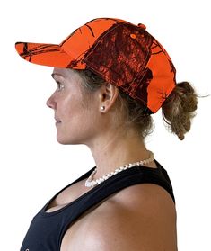 Comfortable, unstructured low profile "dad cap" in 100% Polyester. licensed Mossy Oak Break Up Blaze Orange Camo Cap in adult unisex styling. One size fits S-L. Not designed for XL or XXL heads. Unstructured means the front of the cap is not stiff like structured caps, and you can easily push it flat and stuff it in a backpack or purse. Cap has an adjustable vel-cro strap with ample room for a ponytail. Q-3 slender black wicking sweatband is narrow but effective and stands for Quick-Cool, Quick- Camo Home Decor, Camo Prom, Spa Wraps, Orange Camo, Camo Baby Stuff, Womens Camo, Realtree Camo, Push It, Play Baseball