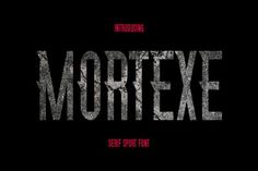 the title for mortexe is shown in grey and red on a black background