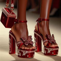 Luxury High Heels, Men High Heels, Pretty Heels, Jeweled Shoes, Cute Shoes Heels, Funky Shoes, Red High Heels, Stunning Shoes, Cute Heels