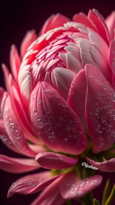 a pink flower with water droplets on it