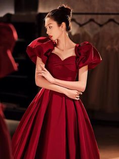 Short Sleeve Prom Dresses, Prom Dress Burgundy, Satin Prom Dresses, Prom Dresses Elegant, 2024 Prom, Elegant Prom, Elegant Prom Dresses, Short Gowns, Burgundy Prom Dress