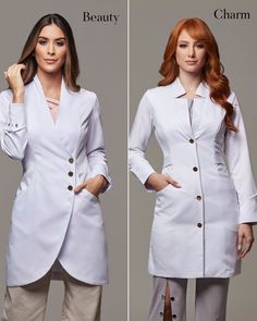 Batalha dos JalecoChic👊🏼Qual modelo vc prefere? Os dois jalecos são acinturados e elegantes✨ | Instagram Doctor White Coat, Work Uniforms, Medical Scrubs, Stylish Dress Book, Apron Designs