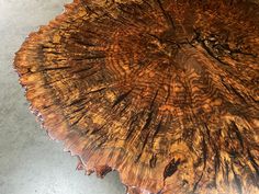 a close up view of a tree stump that has been cut in half and is brown