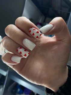 February Nails, Heart Nails, Fire Nails, Short Acrylic Nails, Nail Arts, Valentine's Day Nails, Valentines Nails, Best Acrylic Nails, Square Nails