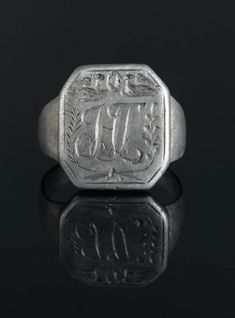 Initial Signet Ring. Original Antique Ring by AntiqueJewls. Medieval Silver Artifact | Authentic Ancient Ring | Original Medieval Jewelry | Engraved Antique Silver Ring. All the rings on offer are hand-picked pieces for sale with a great look, very good quality and absolute authenticity. Great signet ring from the 17-18 th century. Vintage from before 1700. Victorian Style Etched Rings For Ceremonial Occasions, Victorian Style Ceremonial Etched Engraved Ring, Antique Engraved Silver Signet Ring, Antique Engraved Signet Ring In Silver, Antique Engraved Silver Ring, Ceremonial Heirloom Silver Signet Ring, Vintage Engraved Antique Silver Signet Ring, Victorian Silver Carved Rings, Victorian Carved Silver Rings