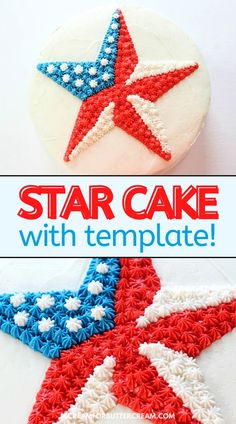 star cake with text overlay Star Cake, Flag Cake, Garden Globes, Homemade Birthday Cakes, Simple Cake, Round Cakes