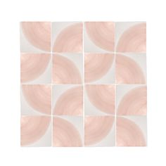 four square tiles with pink and white designs