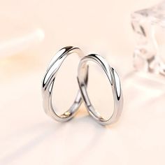 LOVCIA Jewelry Elegant Polished Couple Rings As Gift, Sterling Silver Open Couple Rings, Minimalist Polished Couple Rings For Anniversary, Elegant Couple Promise Rings With Simple Design, Elegant Couple Rings For Promise, Open Ring With Shiny Finish For Wedding, Shiny Finish Open Ring For Wedding, White Gold Couple Rings With Polished Finish For Promise, Wedding Ring With Shiny Finish And Open Design