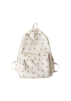 Backpack for women or girls, romantic flirtatious style, large capacity. Don't stay without it, it's ideal romantic backpack, flirty backpack, aesthetic backpack, flirty flower backpack, backpack for girls, backpack for teenagers, white and pink backpack, flower backpack, kawaii backpack, fashion backpack, aesthetic flirt, cute gift for girls, pink accessories White Floral Print School Bag, Spring Floral Print Casual Backpack, Cute Spring Backpack For Daily Use, Floral Print Backpack For School In Spring, Floral Print Standard Backpack For Daily Use, Daily Use Floral Print Backpack, Spring Floral Print Backpack For Daily Use, Cute White Summer Backpack, Cute School Backpack For Spring