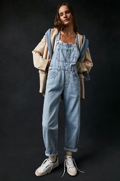 We The Free Ziggy Denim Overalls | Free People Long Jumpsuit Casual, Overalls For Women, Wide Leg Romper, Overall Jumpsuit, Trendy Denim, Tapered Leg Jeans, Jean Pants, Jumpsuit Pattern, Denim Romper