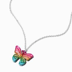 Necklace Y2k, Piercing Kit, Butterfly Photos, Rainbow Butterfly, Rainbow Necklace, Pretty Pendant, Butterfly Pendant Necklace, Fashionable Jewelry, Beautiful Rainbow