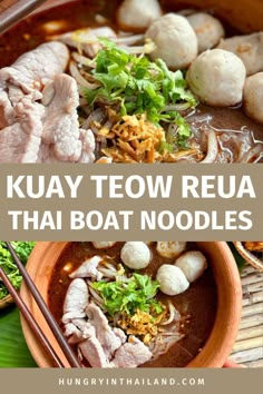 Authentic and irresistible, this kuay teow reua recipe brings the traditional Thai boat noodles to your table. It's a street food favorite, rich in flavors and ready to serve for lunch or dinner, reminding you of Thailand. Traditional Thai Food Recipes, Street Noodles Recipe, Thai Food Recipes Authentic, Thai Mat, Thai Food Dishes, Traditional Thai Food, Noodles Asian