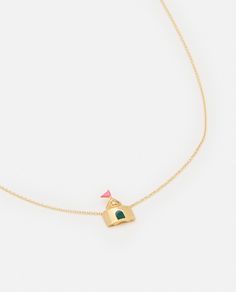 Necklace with rolo chain. Loop closure. Adjustable length (41 - 43 - 45 cm). Hand-enamelled. Single diamond (0,01 ct). Color: gold. Composition: 9k Gold Gold Enamel Necklace With Cable Chain, Chain Loop, Zegna Shoes, Enamel Necklaces, Ring Watch, Rolo Chain, Pendant Rings, Sneaker Wedge, Bridal Shoes