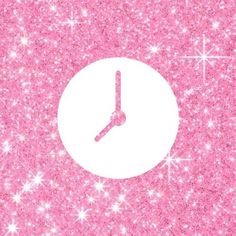 a white clock on a pink background with stars