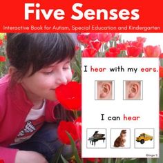 Interactive book for Autism and Speech Therapy, great for autism little learners ages 3-5 as well as for children with autism and special needs. It is very useful for learning the body parts and /or the 5 senses. The book focuses on the following body parts: eyes, ears, nose, tongue, hands. The pag... 5 Senses Activity, Senses Activity, 5 Senses Activities, Senses Activities, Elementary Teaching, Life Skills Activities, Special Needs Students, Teacher Products, Adapted Books