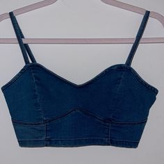 Woman's Size Medium Never Worn - Only Tried On - Nwot Brand New Without Tags No Flaws Or Damages Dark Wash Denim Crop Top, Stretch Cropped Denim Blue Top, Blue Denim Cropped Crop Top, Cotton Denim Blue Crop Top, Trendy Blue Denim Crop Top, Stretch Denim Cropped Crop Top, Blue Cotton Crop Top Denim, Denim Blue Cotton Crop Top, Fitted Denim Blue Cotton Crop Top