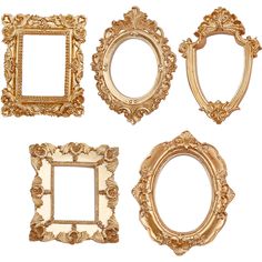 four gold frames with ornate designs on them