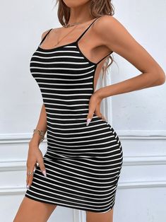 Description Pattern Type Stripes Style Sexy Fit Type Slim Fit Sleeve length Sleeveless Collar type Sling Season Summer Material 95% polyester 5% spandex Size & Fit Size Guide (unit：cm) Size Bust Length Waist XS 68 69 60 S 72 70 64 M 76 71 68 L 82 72.5 74 Note: The size may have 1-3cm differs to manual measurement please note when you mearsure. Free Return & Exchange FREE RETURNS on all US orders! The following conditions must be met: 1. Items must be returned within 45 days after the purchase da Backless Slip Dress, Bodycon Dress Casual, Spaghetti Strap Bodycon Dress, Dress Night, Mini Cami Dress, Plain Style, Club Wear, Body Con Dress, Suspender Dress