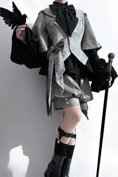 Process Time: Could be shipped out in 60-120 days. Fabric: Polyester Color: Grey Feature: Jacquard, Print, Bowknot Style: Vintage, Prince Include: Coat*1 (Any Modern Prince Outfit, Long Coat Drawing, Unique Suit Design, Ouija Fashion, Ouji Fashion Male, Old Vintage Clothes, Prince Outfits, Ouji Style, Prince Outfit