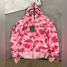 Too Small. Brand New With Tag. Amazon Bape Hoodie, Bapesta Shark Hoodie, Blue Bape Hoodie, Pink Bape Hoodie, Bape Pink, Cool Hoodies Designs, Hoddies Outfits, Bape Jacket, Bape Outfits