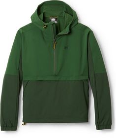 REI Co-op Trailmade Soft-Shell Anorak - Women's | REI Co-op Green Midweight Nylon Outerwear, Outdoor Half-zip Windproof Windbreaker, Functional Windbreaker For Camping, Functional Long Sleeve Windbreaker For Camping, Nylon Half-zip Outerwear For Outdoor Activities, Nylon Half-zip Outerwear For Outdoor, Half-zip Nylon Outerwear For Outdoor Activities, Waterproof Half-zip Outerwear, Waterproof Functional Half-zip Outerwear