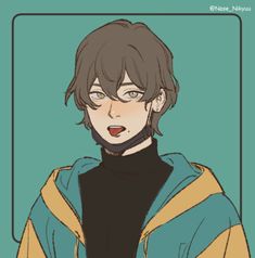 an anime character with glasses and a hoodie