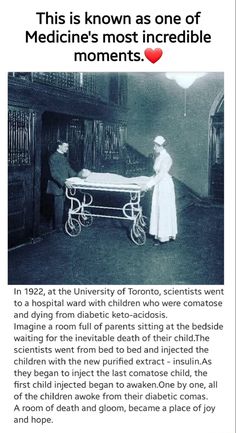 an old photo with the caption that reads, this is known as one of medicine's most incredible moments