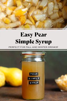 an easy pear simple syrup recipe in a jar