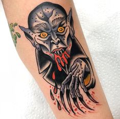 Old School Horror Tattoo, Big Tattoo Cover Up, Spooky American Traditional Tattoo, Classic Monsters Tattoo, Trad Horror Tattoo, Creepy Traditional Tattoo, Neo Traditional Flash, Traditional Bat Tattoo