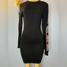 This Beautiful Guess Black Logo Dress Features: Long Sleeves Very Stretchy Material Over The Knee Perfect To Wear With Boots, Tenis, Sandals Or Sneakers. Brand New With Tags Guess Women, Guess Dress, Black Logo, Over The Knee, Stretchy Material, The Knee, Women Long Sleeve, New Dress, Long Sleeve Dress