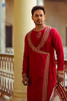 this would be a perfect match to wear in wedding day for groom. Hand Embroidery Work, Bengali Wedding, Men Shirt Style, Embroidery Work, Kolkata, Pure Silk, Work On, Fashion Designer, Hand Woven