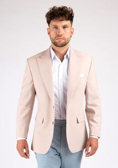 Hudson Champagne Stretch Jacket - SARTORO Luxury Slim Fit Long Sleeve Blazer, Fitted Beige Cotton Suits, Elegant Slim Fit Blazer For Spring, Elegant Slim Fit Spring Blazer, Modern Fitted Cotton Blazer, Elegant Fall Sport Coat With Custom Fit, Classic Slim Fit Long Sleeve Blazer, Luxury Slim Fit Blazer For Work, Luxury Slim Fit Blazer For Business Casual