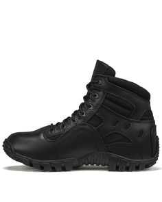 Belleville Men's TR Khyber Hot Weather Military Boots, Black Slip-resistant Lace-up Combat Boots For Outdoor, Impact Resistant Leather Lace-up Hiking Boots, Lace-up Moto Boots With Vibram Sole For Streetwear, Leather Lace-up Boots For Streetwear, Rugged Waterproof Lace-up Moto Boots, Lace-up Desert Boots With Reinforced Toe For Streetwear, Impact Resistant Leather Hiking Boots With Snip Toe, Outdoor Leather Boots With Laces, Leather Slip-resistant Boots With Snip Toe