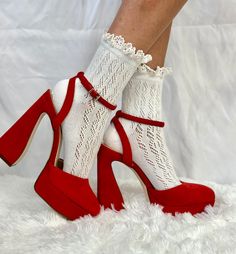 "please note: lace top will be slightly different from photo. Lace crochet ankle socks for women  Our cream lace trim crochet-lace ankle sock adds an exquisite feminine flair to any ensemble. Crafted of lightweight, ultra-stretchy material, this delicate crochet knit lace sock provides superior comfort   perfect for accessorizing any of your favorite heels  or ankle boots.   Our  lace sock's elegant open-weave design makes footwear as light as a feather. . sock is 5\" tall from heel One size fits shoe size 6-10 Acrylic sock, rayon lace AS SEEN IN SELKIE PHOTO SHOOT * C Cole Atelier - women's socks Quality lace socks for women  Ladies have been calling our lace socks their signature look for many years" Crochet Sock, Lace Ankle Socks, Lacy Crochet, Knit Boot Socks, Knit Boot, Lace Ankle Boots, Trendy Socks, Lace Cuffs, Crochet Socks