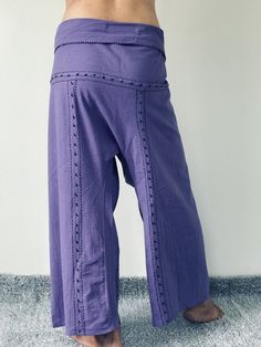 "Unisex Thai fisherman pants. One size fits all. You can wear in many occasions, casual wear, yoga wear, maternity wear, relax at home, travel etc. If you are looking for some pants that you can wear everywhere, comfortable, relax and Easy to wear. Thai fisherman pants is Answer!! Nice gift for yourself or your lover One pocket on the side for storing your items such as wallets, mobile phones, etc Approx. Measurements: One size can fits most and 1 Pockets Measurement Waist 27\" (69 cms) Length 4 Solid Color Cotton Yoga Pants For Summer, Comfortable Wide-leg Yoga Pants, Ankle-length Yoga Pants With Pockets, Non-stretch Straight Leg Yoga Pants, Wide-leg Yoga Pants With Loosely Fitted Hips, Loose Fit Wide-leg Yoga Pants, Casual Wide-leg Yoga Pants, Cotton Wide Leg Yoga Pants With Relaxed Fit, Cotton Yoga Pants For Meditation