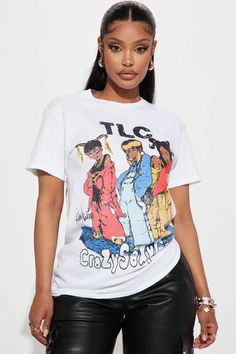 TLC Cartoon Graphic Tee - Off White | Fashion Nova, Screens Tops and Bottoms | Fashion Nova Tlc Cartoon, Outfit Boards, Off White Fashion, Biggie Smalls, High Fashion Outfits, Black Graphic Tees, Graphic Tee Shirt, Loungewear Women, Streetwear Fashion Women