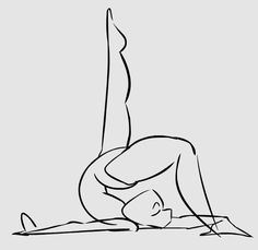 a black and white line drawing of a woman doing a handstand on her stomach