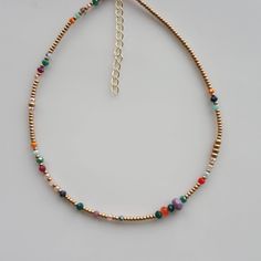 Beaded Necklace Dainty Boho Gold Small Necklace Colorful Crystal Minimal Necklace Rainbow Seed Bead Necklace Gift for Her Bestie Summer Gift Gold Small Necklace, Bestie Summer, Necklace Colorful, Small Necklace, Minimal Necklace, Seed Bead Necklace, Summer Gift, Colourful Necklace, Necklace Dainty