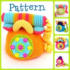 a crochet pattern for a small purse with handles and buttons on the front