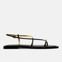 Black And Gold Zara Flat Sandal New Without Tags Zara Flat Sandals, Zara Flats, Zara Shoes, Underworld, Zara Black, Flat Sandals, Black And Gold, Women's Shoes Sandals, Shoes Sandals