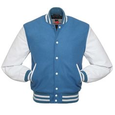 Brand New Varsity Jacket *Made by highest quality wool and Genuine leather *100% Polyester Laser Lining * Total 5 Pockets , 2 Front, 3 inside, 1 Mobile pocket. Suede Jacket Men, Cotton Jacket Men, Wool Jacket Men, Cafe Racer Leather Jacket, Suede Jacket Women, Motorcycle Jacket Women, Custom Leather Jackets, Biker Jacket Men