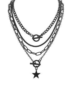 PRICES MAY VARY. GOTHIC PUNK GRUNGE BLACK LAYERED STAR CHAIN CHOKER NECKLACES : This black layered star choker necklace is an ideal for any occasion, including parties, proms, fashion shows, nightclubs, and anniversaries. And it can add an excellent fashion touch to your dress on any festival, such as Mother's Day, Valentine's Day, Christmas Day, New Year's Day, or others MATERIALS: Meticulously crafted from high-quality zinc alloy SIZE: The first chain length is 13.7 inches, the second chain le Dark Fairy Necklace, Ghostface Necklace, Alt Necklace, Emo Necklace, Grunge Necklaces, Goth Necklaces, Alt Jewelry, Necklace Grunge, Grunge Chokers