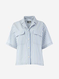 When the summer heat is coming in hot, button up with the laid-back vibes of the Muir Camp shirt. Your new go-to collared shirt for summer mountain fun can now make a splash at the pool and cocktail party. Flex your vintage style prowess with a timeless, eye-catching camp collar without losing sight of your adventurous side. Updated with a recycled polyester ripstop and cotton blend, this collared short sleeve gives you soft, breathable durability so you're trail and campsite ready for many trips to come. Dress it up for a night on the town or unwind at the lake after a hot summer hike. | Marmot Women's Muir Camp Collar Novelty Short Sleeve Shirt in Blue Bonnet Austin Stripe Size: XS Blue Camp Collar Shirt For Summer, Summer Blue Shirt With Camp Collar, Blue Collared Camp Shirt For Summer, Summer Blue Collared Tops, Blue Collared Top For Summer, Blue Summer Top With Camp Collar, Summer Button-up Top With Placket, Blue Camp Shirt For Vacation In Spring, Blue Camp Shirt For Vacation And Spring