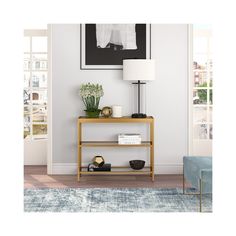 a living room scene with focus on the end table