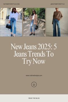 New Jeans 2025: 5 Jeans Trends To Try Now Stay ahead of the fashion curve with the hottest denim styles for 2025! From wide-leg silhouettes to vintage-inspired washes, these trends blend comfort and style seamlessly. Explore unique cuts and versatile designs perfect for any wardrobe refresh this season. Find your new favorite pair and elevate your look effortlessly! 2025 Outfits, Winter 2024, Denim Fashion, Vintage Inspired, Wide Leg, Fall Winter, Wardrobe